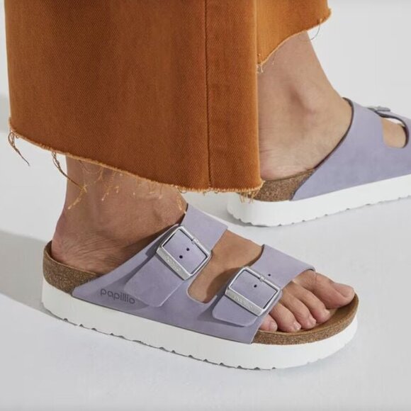 Birkenstock Papillio Arizona Platform Nubuck Leather - Purple Fog 39 - Picture 1 of 8